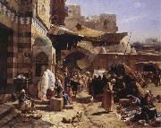 Gustav Bauernfeind Market in Jaffa oil painting artist